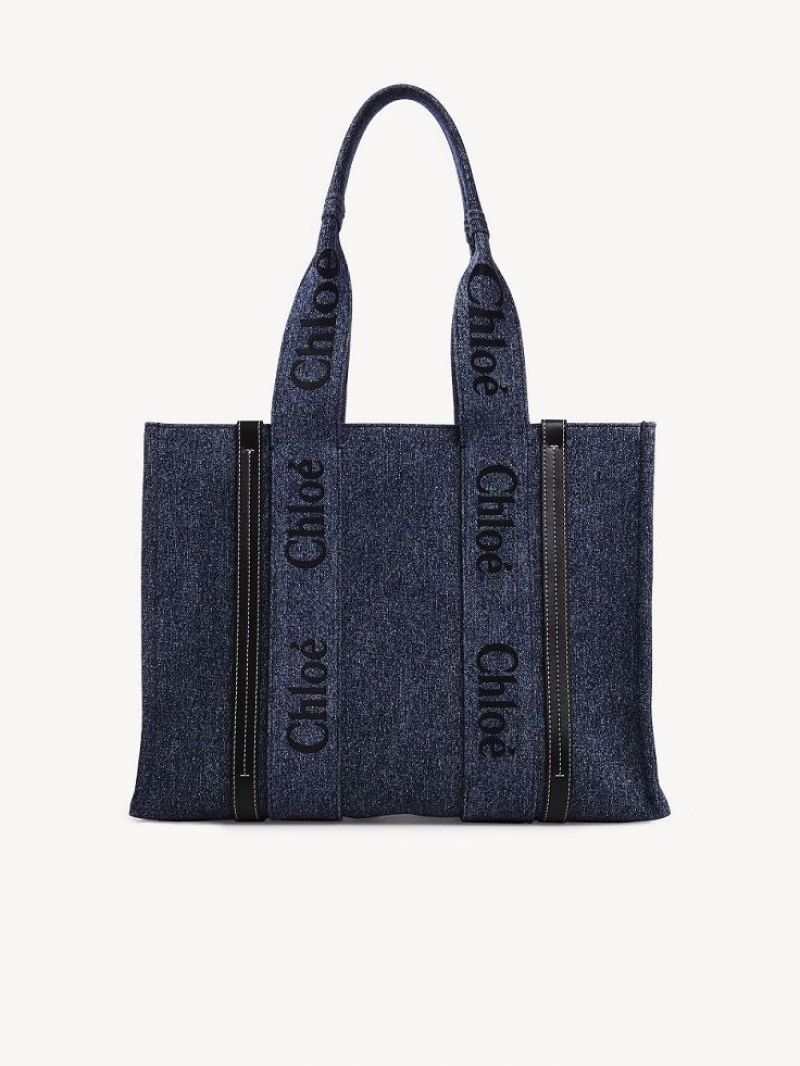 Bolso Tote Chloe Medium Woody Azules | CHE-SR13316