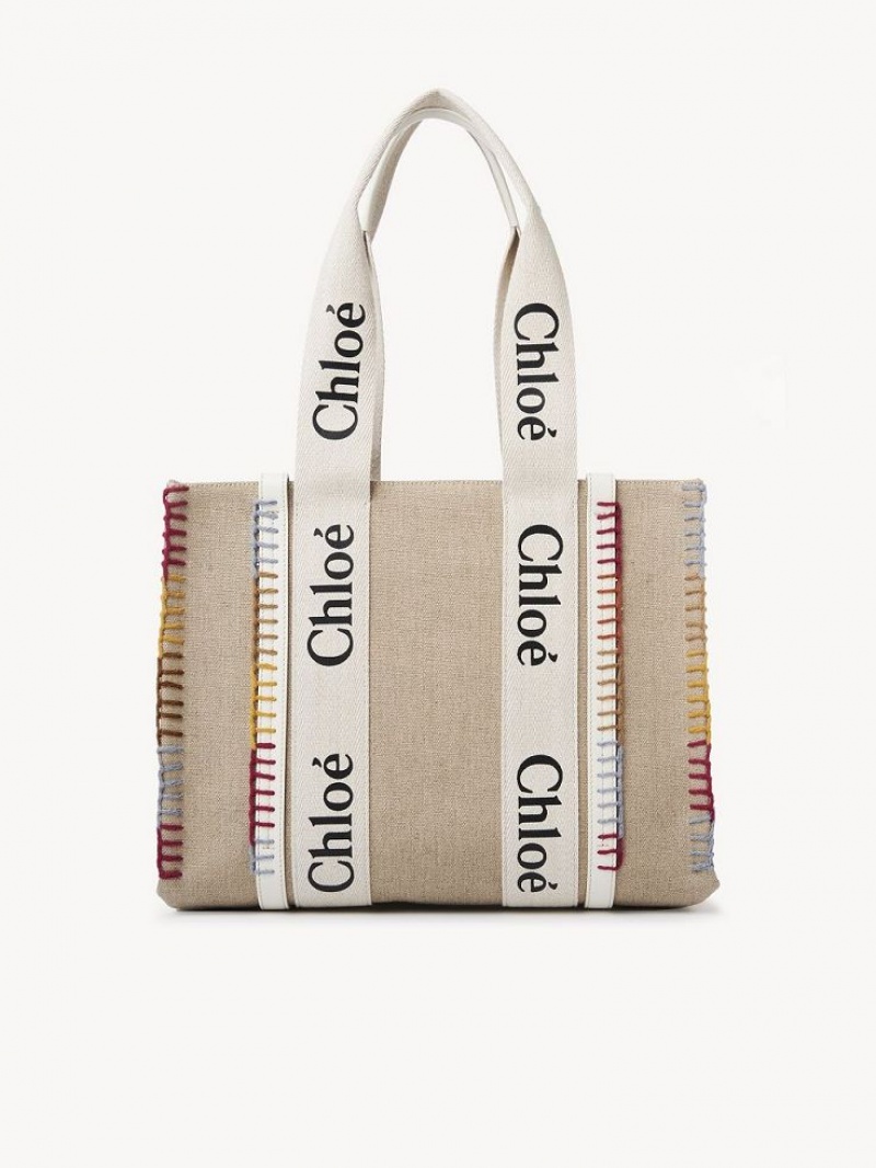 Bolso Tote Chloe Medium Woody Blancas | CHE-SR13295