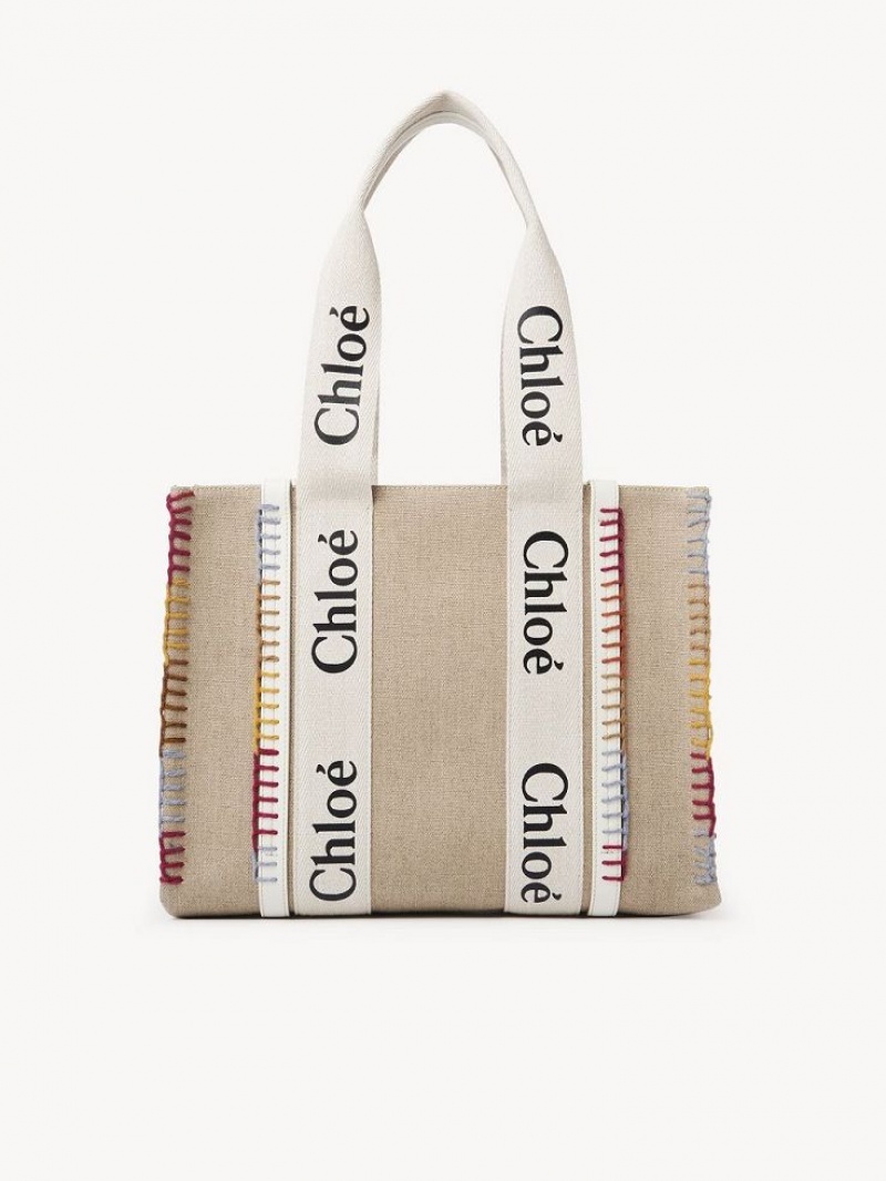 Bolso Tote Chloe Medium Woody Blancas | CHE-SR13295