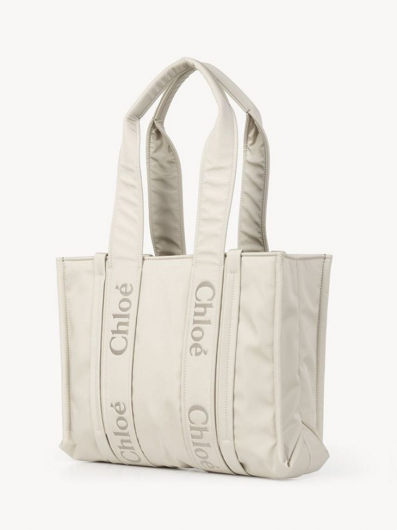 Bolso Tote Chloe Medium Woody Blancas | CHE-SR13288