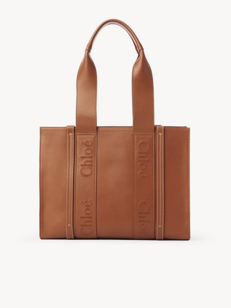 Bolso Tote Chloe Medium Woody Marrones | CHE-SR13346