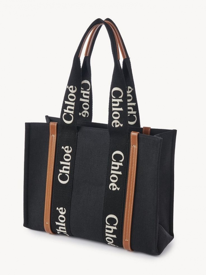 Bolso Tote Chloe Medium Woody Negras Beige | CHE-SR13387