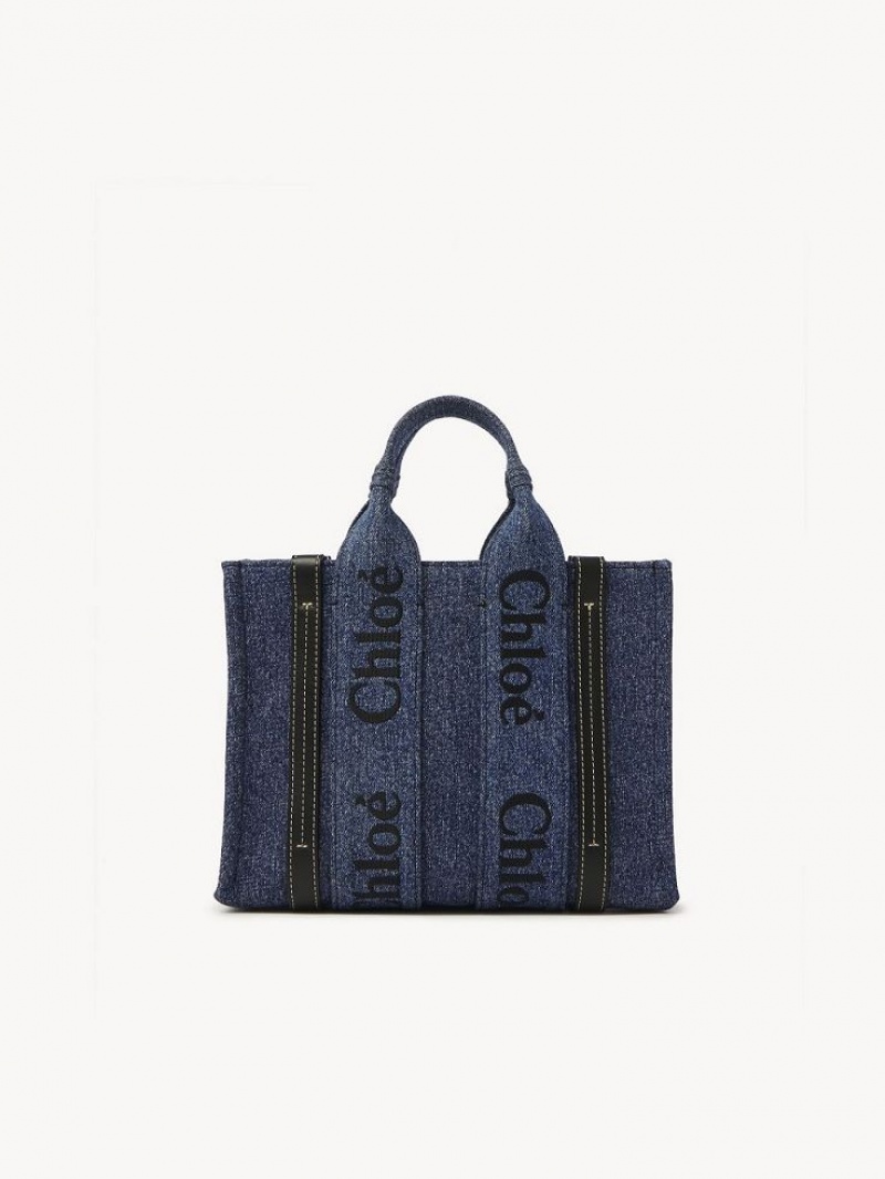 Bolso Tote Chloe Small Woody Azules | CHE-SR13315