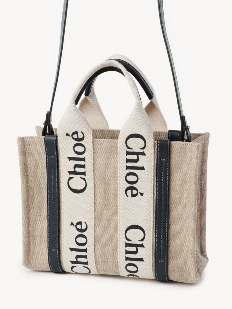 Bolso Tote Chloe Small Woody Blancas Azules | CHE-SR13366