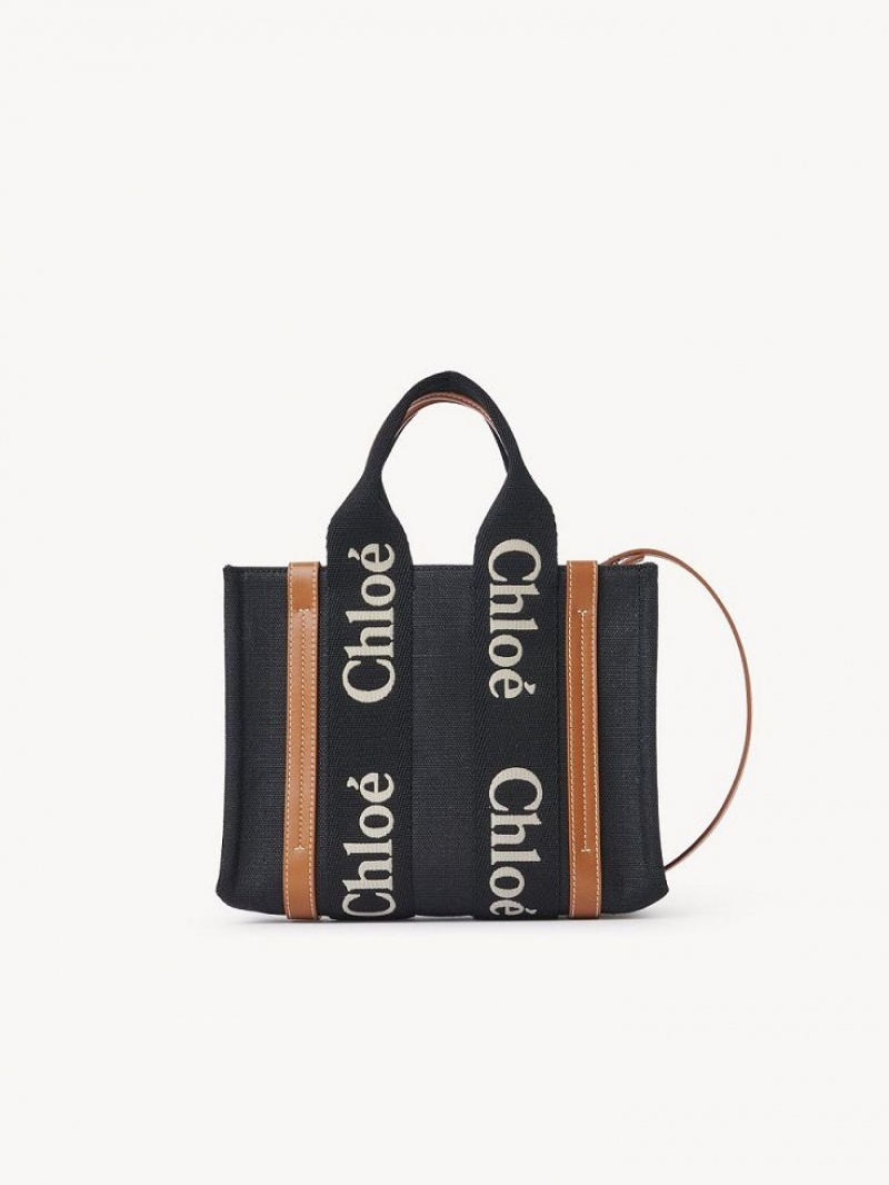 Bolso Tote Chloe Small Woody Negras Beige | CHE-SR13386