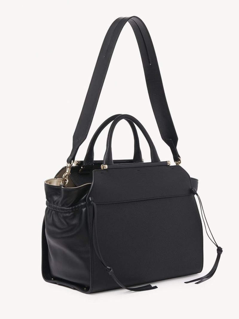 Bolso Tote Chloe Steph Medium Double Carry Negras | CHE-SR13372