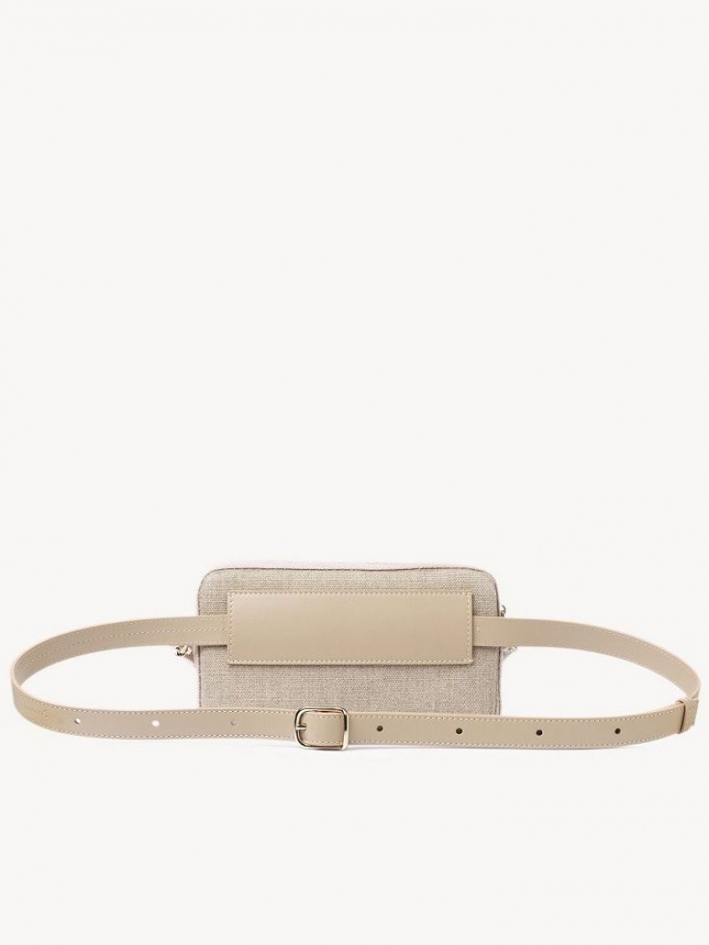 Bolsos Cruzados Chloe Woody Belt Beige | CHE-SR13606