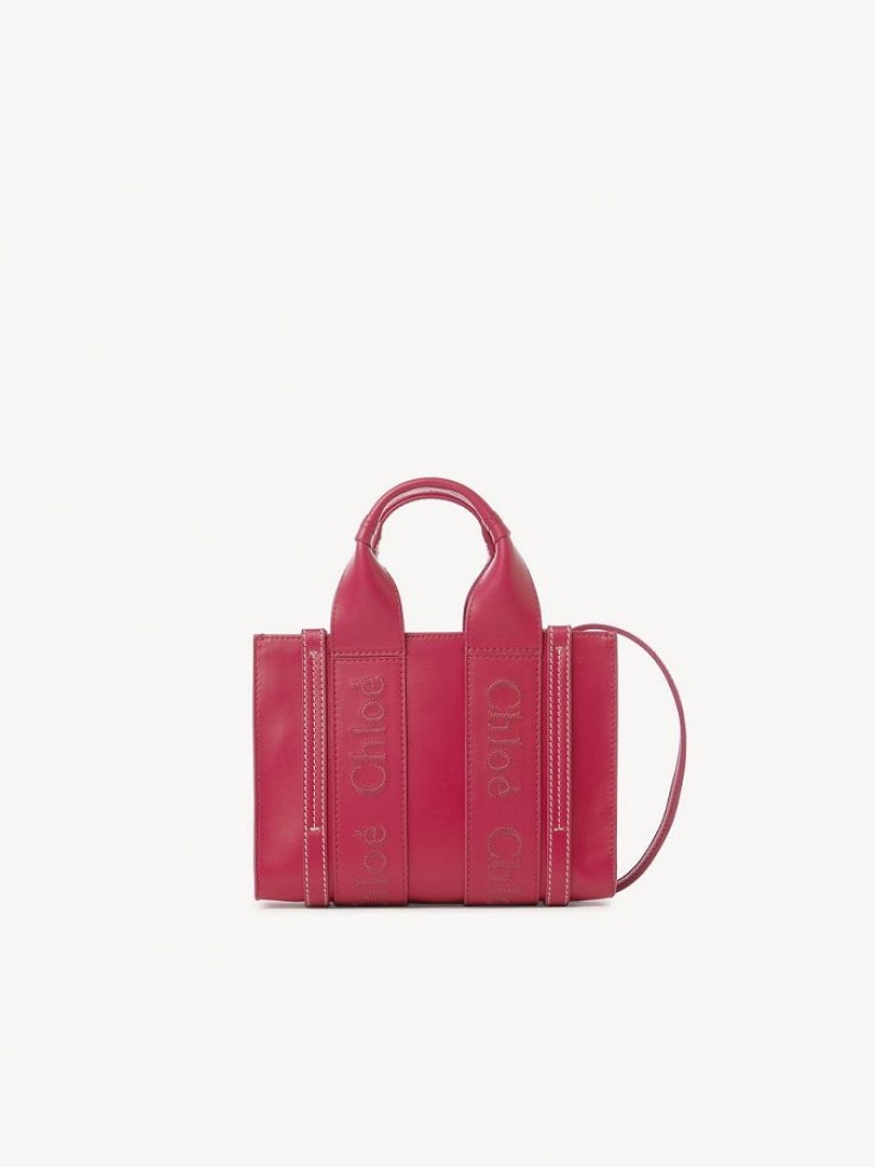 Bolsos Mini Chloe Woody Tote 1 Rosas | CHE-SR13700