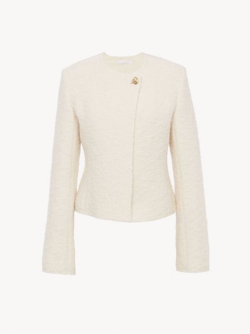 Chaquetas Chloe Collarless Fitted Blancas | CHE-SR13771