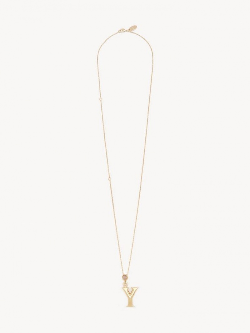 Collares Chloe Alphabet With Pendant Doradas | CHE-SR14331