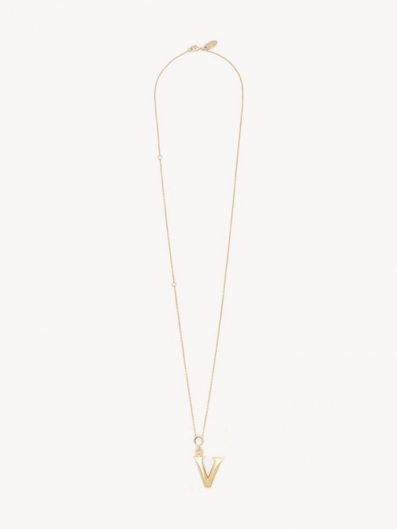 Collares Chloe Alphabet With Pendant Doradas | CHE-SR14334