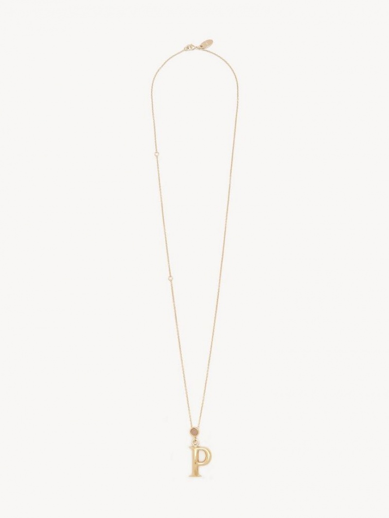 Collares Chloe Alphabet With Pendant Doradas | CHE-SR14340