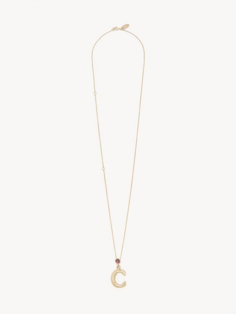 Collares Chloe Alphabet With Pendant Doradas | CHE-SR14353