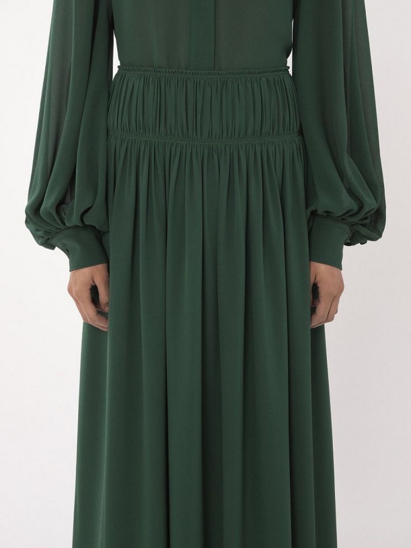 Falda Chloe Flared Long Verde Oscuro | CHE-SR14094