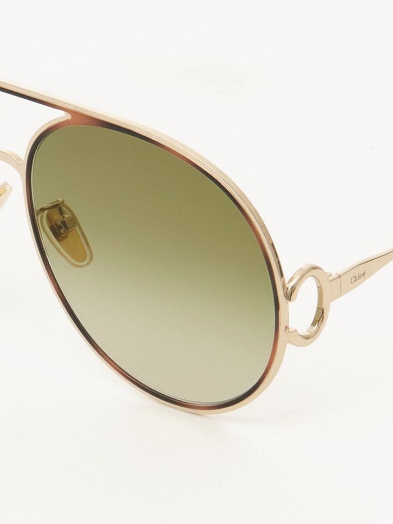 Gafas de Sol Chloe Austine Doradas Verde | CHE-SR14526