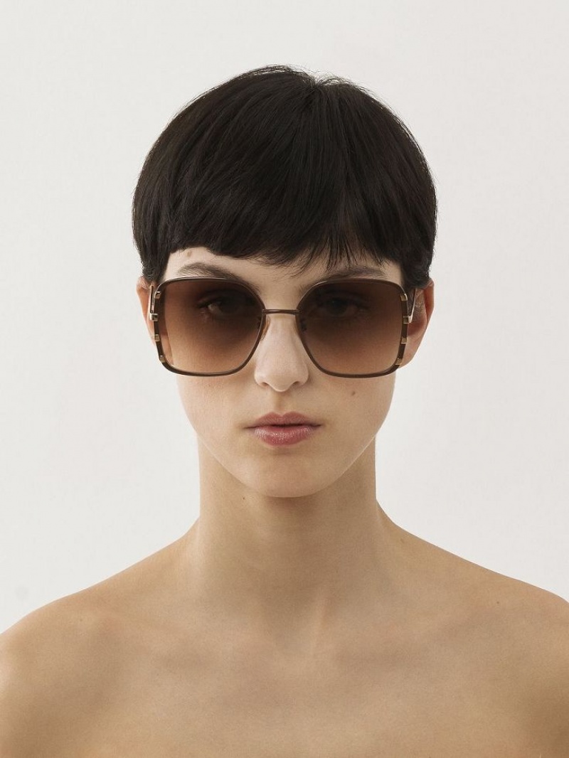 Gafas de Sol Chloe Celeste Doradas Marrones | CHE-SR14528