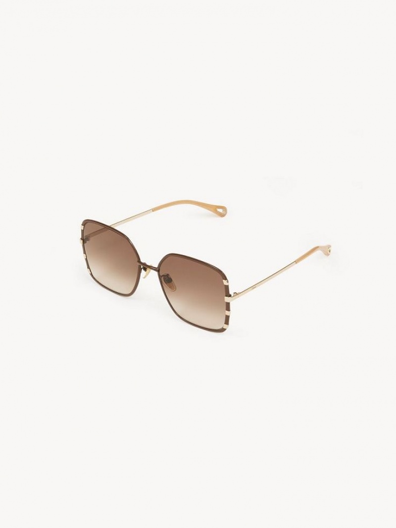 Gafas de Sol Chloe Celeste Doradas Marrones | CHE-SR14528