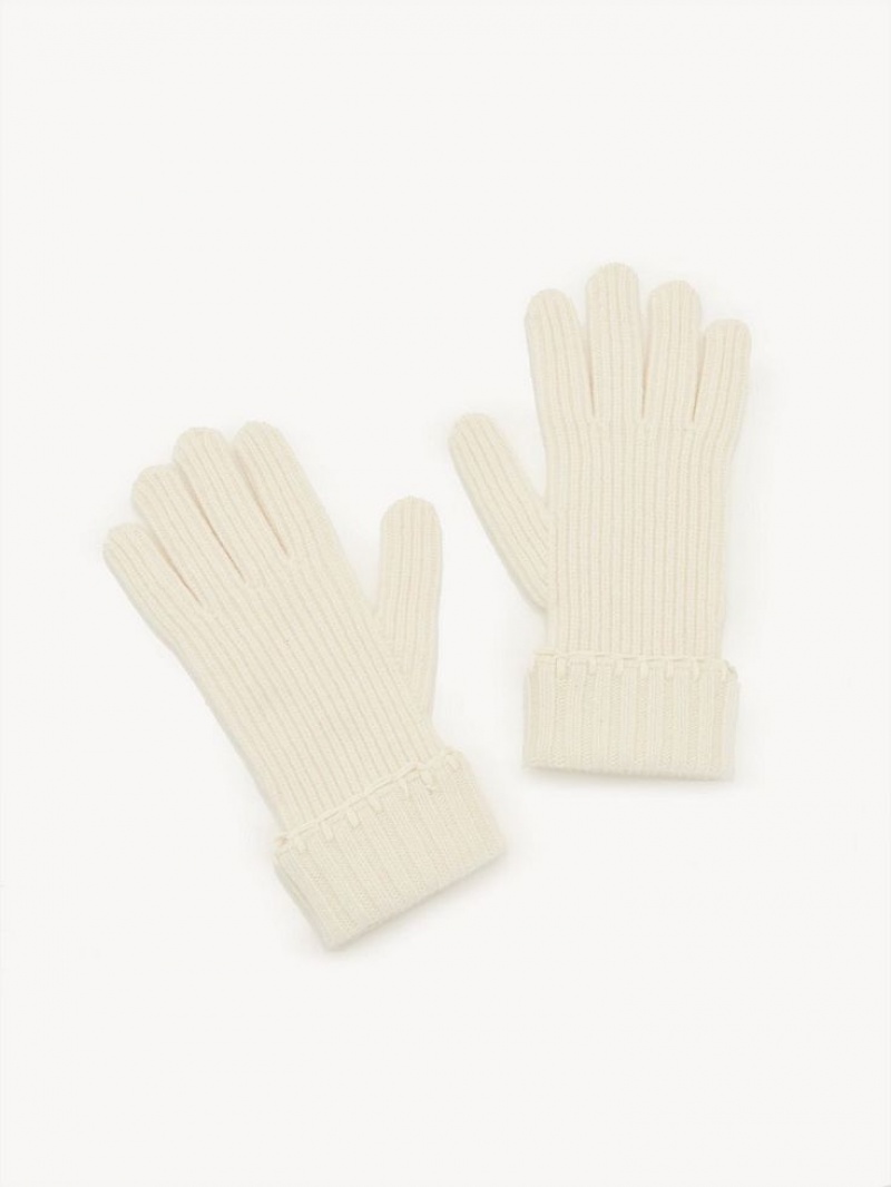 Guantes Chloe Acanalado Knit Blancas | CHE-SR14480