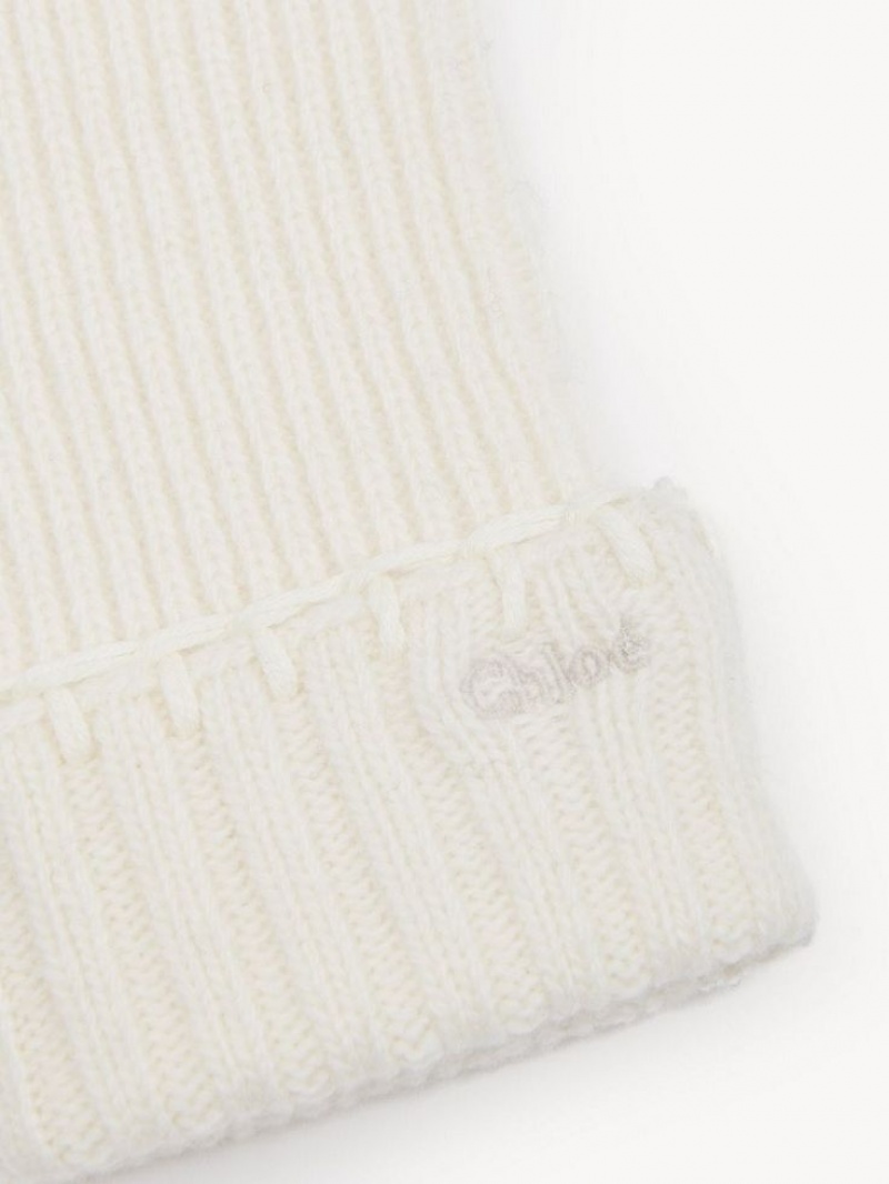 Guantes Chloe Acanalado Knit Blancas | CHE-SR14480