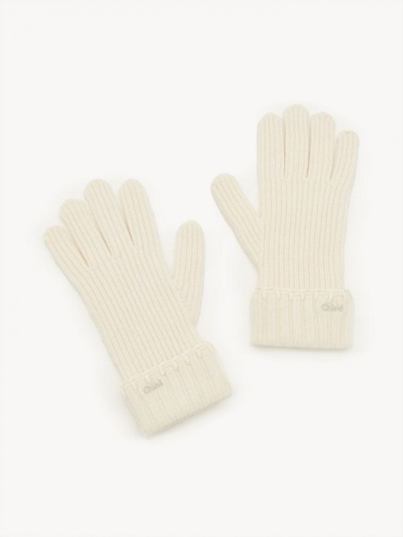 Guantes Chloe Acanalado Knit Blancas | CHE-SR14480