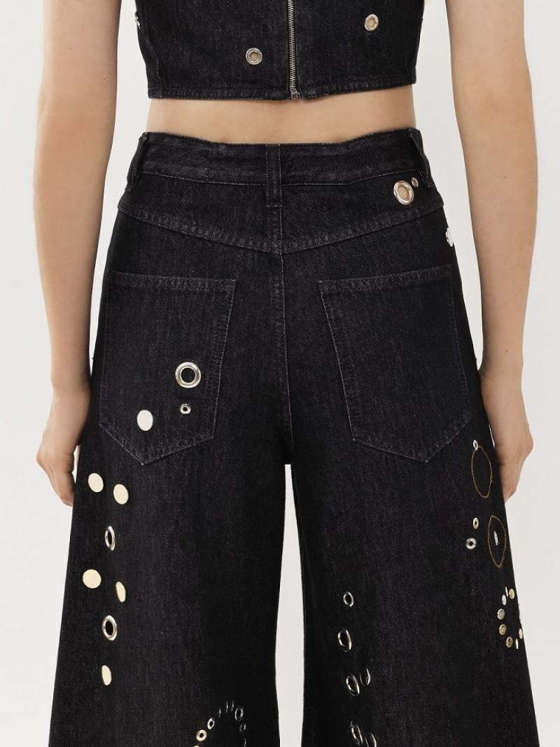 Jeans Chloe Embellished Rave Negras | CHE-SR13984