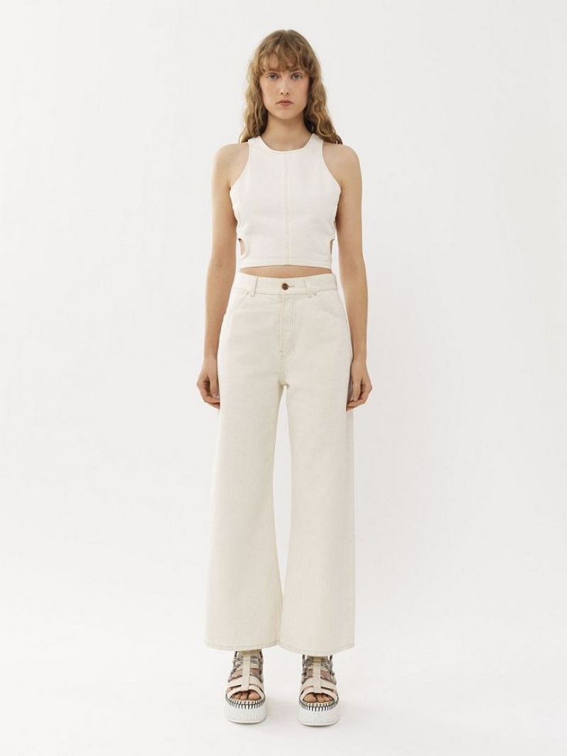 Jeans Chloe Stromboli Anchos Cropped Blancas | CHE-SR13995