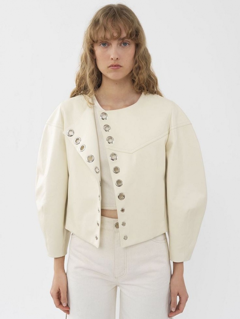 Leather Chloe Boxy Jacket Blancas | CHE-SR14104