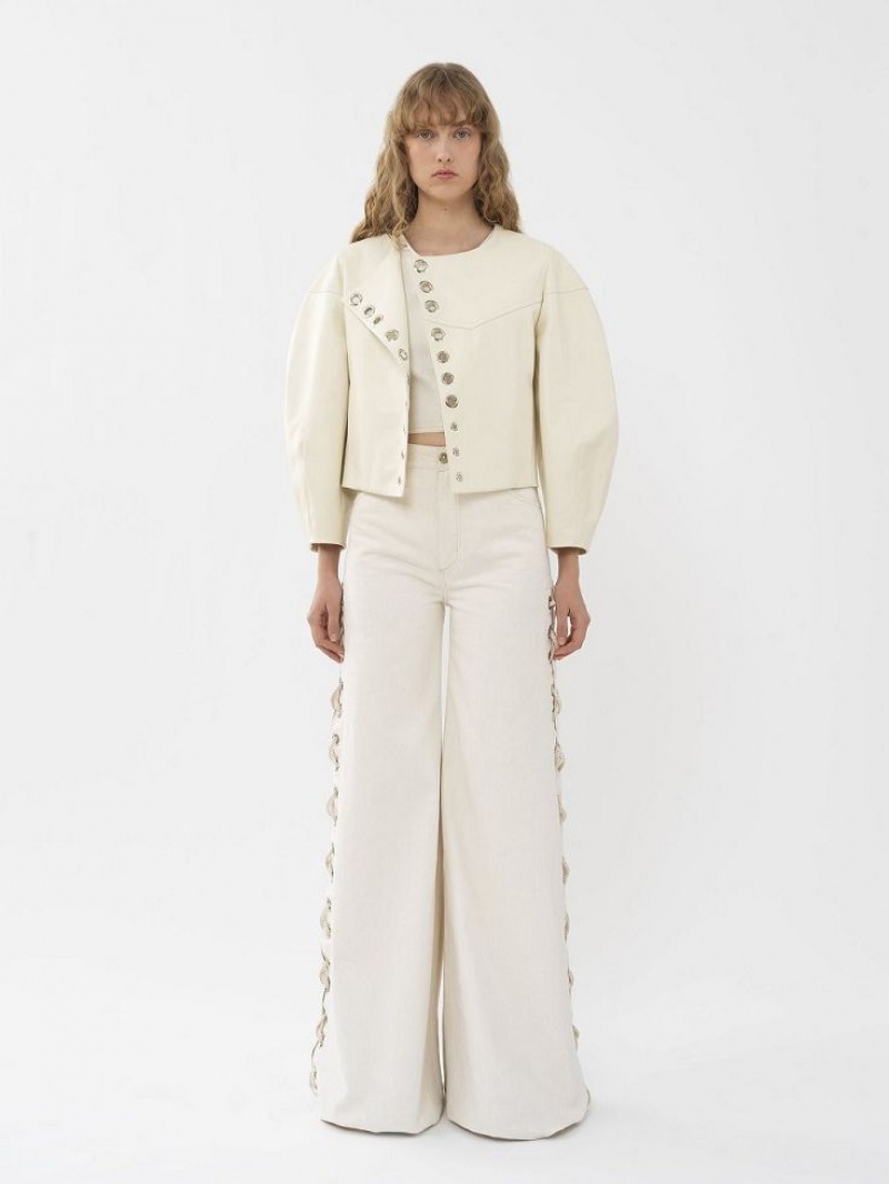 Leather Chloe Boxy Jacket Blancas | CHE-SR14104