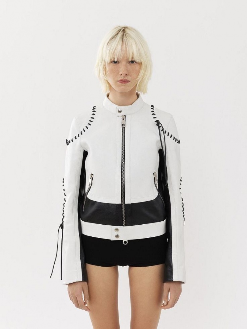 Leather Chloe Ciclismo Jacket Negras Blancas | CHE-SR14106