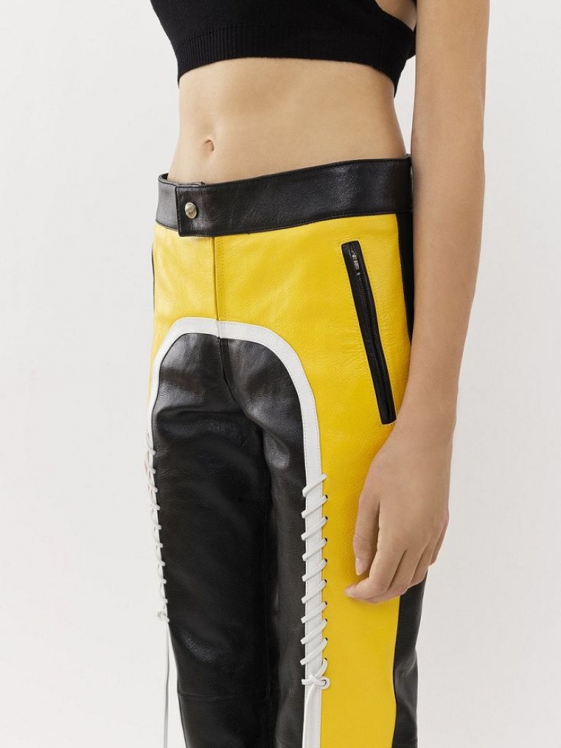 Leather Chloe Ciclismo Pants Negras Amarillo | CHE-SR14107