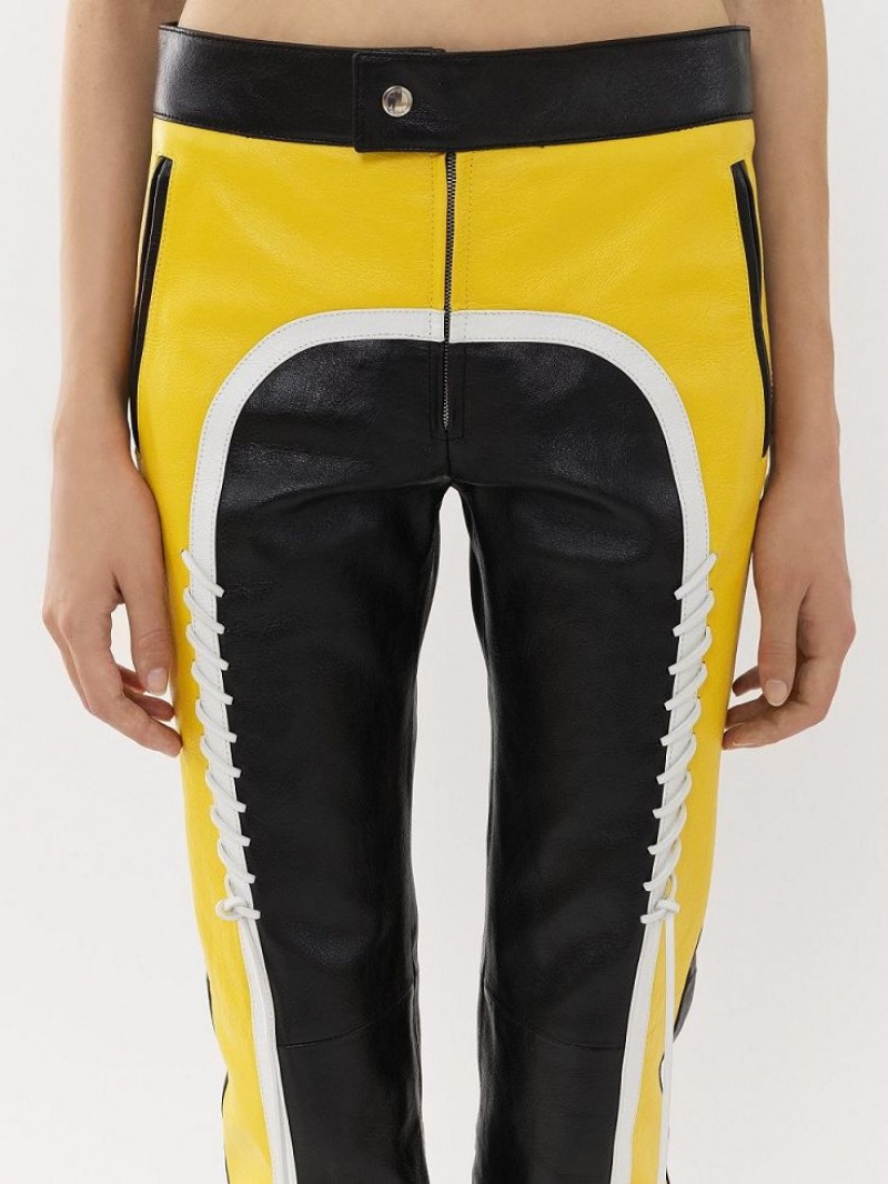 Leather Chloe Ciclismo Pants Negras Amarillo | CHE-SR14107