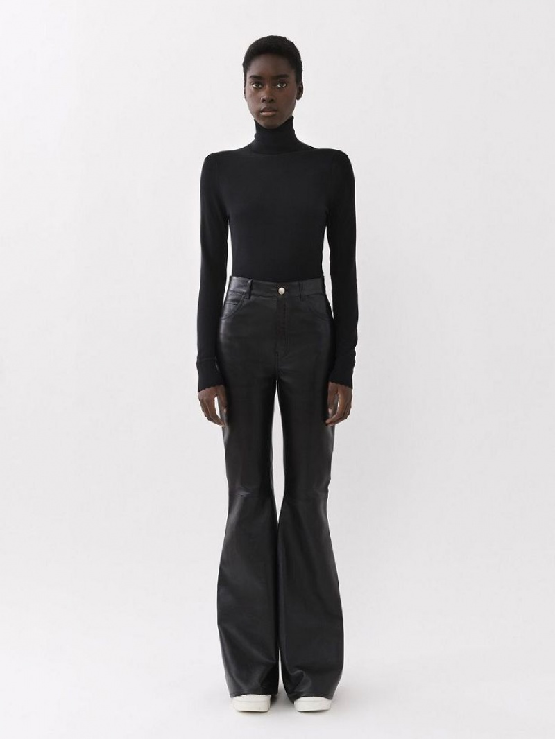 Leather Chloe Flared Pants Negras | CHE-SR14114