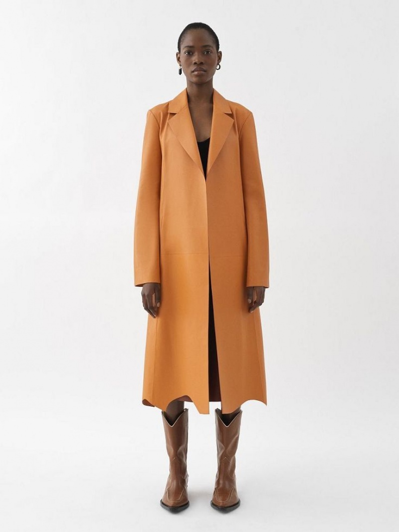 Leather Chloe Generous Wrap Coat Naranjas | CHE-SR14100