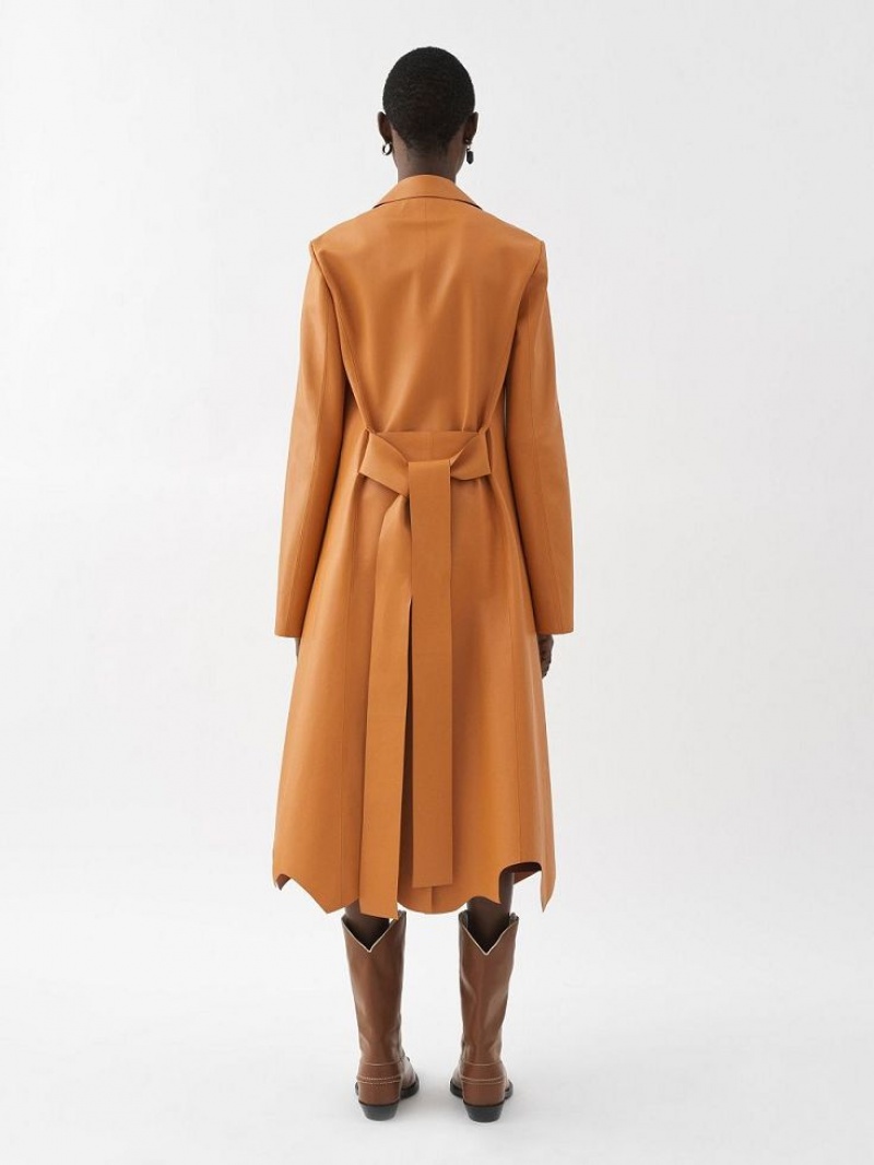 Leather Chloe Generous Wrap Coat Naranjas | CHE-SR14100