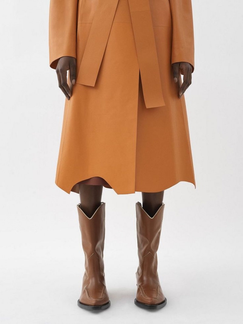 Leather Chloe Generous Wrap Coat Naranjas | CHE-SR14100