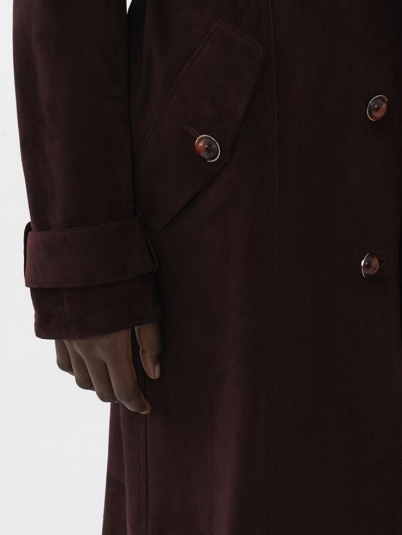 Leather Chloe Long Trench Coat Marrones | CHE-SR14119