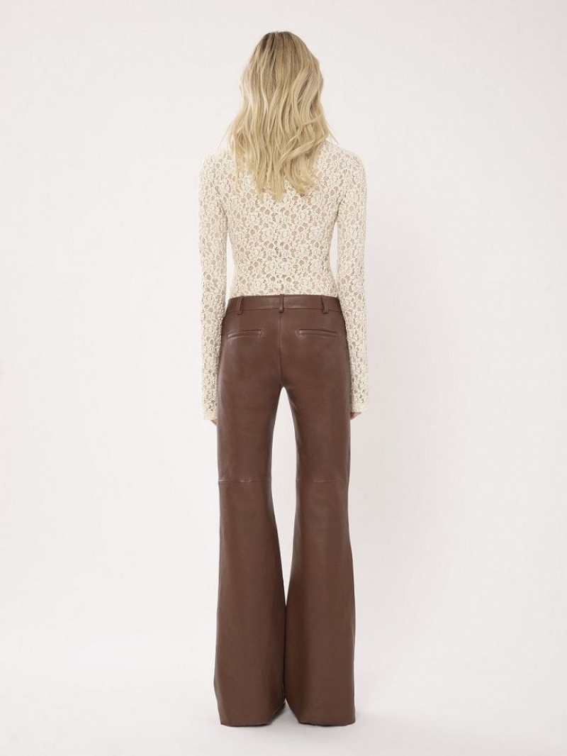 Leather Chloe Low-waist Flare Pants Cafe | CHE-SR14118