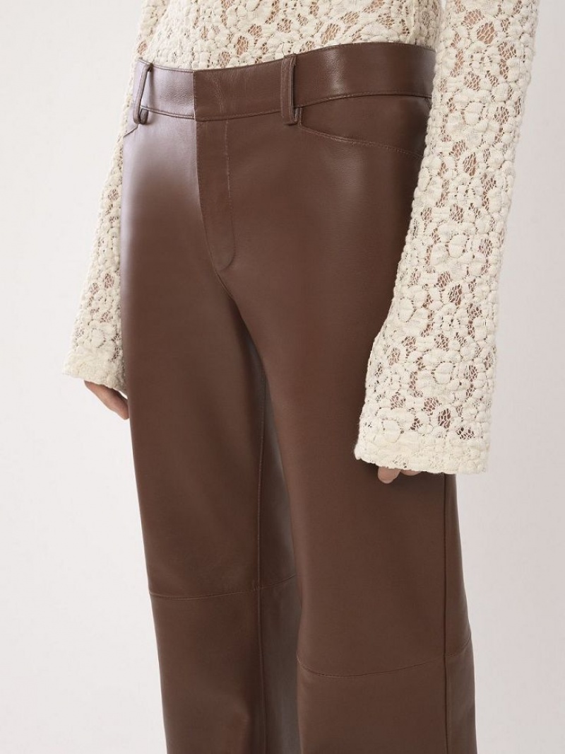 Leather Chloe Low-waist Flare Pants Cafe | CHE-SR14118