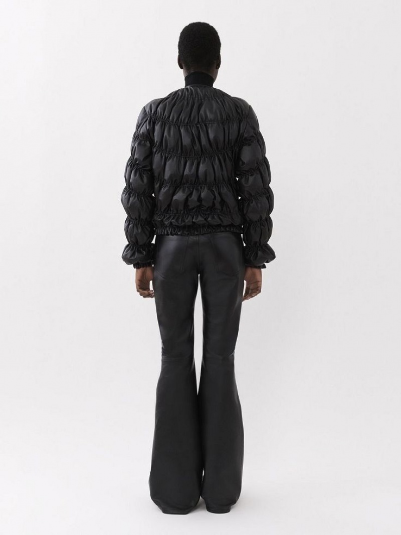 Leather Chloe Ruched Puffer Jacket Negras | CHE-SR14115