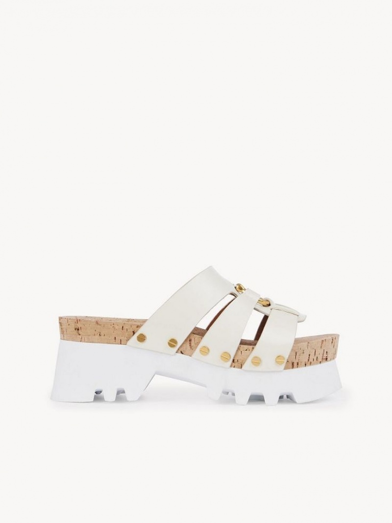 Mule Chloe Owena Plataforma Chanclas Blancas | CHE-SR14133