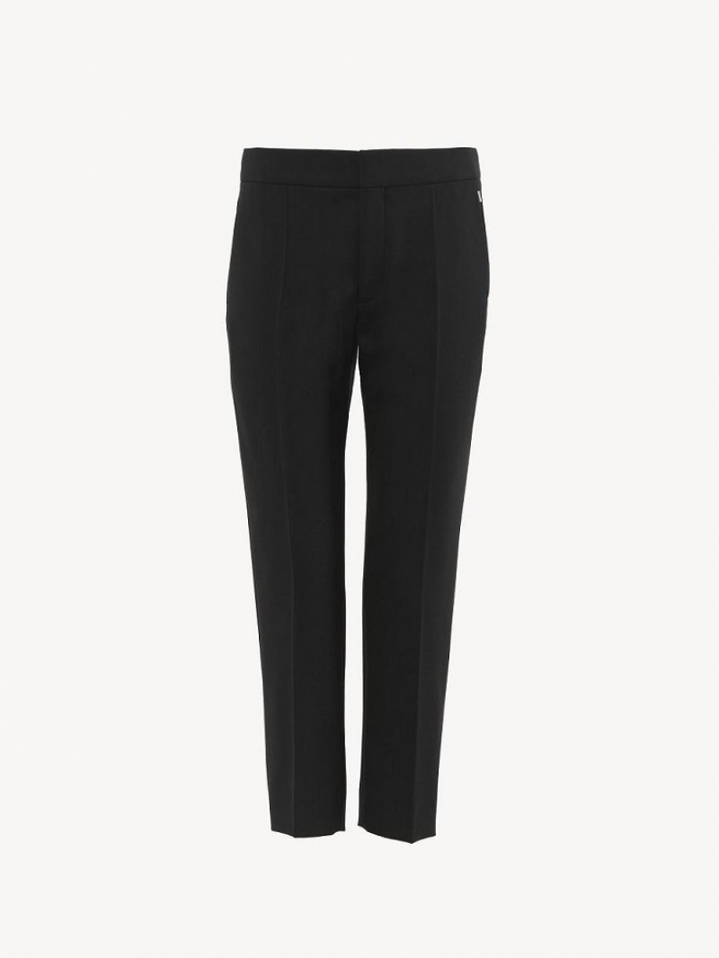 Pantalon Chloe Cropped Cigarette Negras | CHE-SR13971