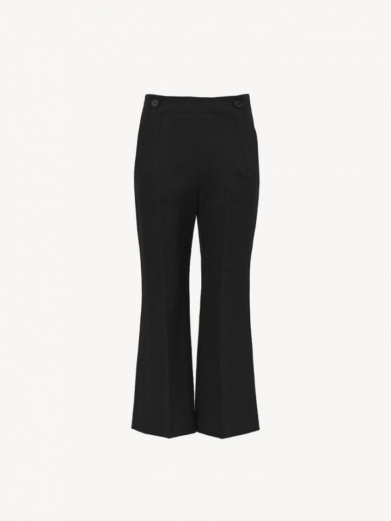 Pantalon Chloe Cropped Sailor Negras | CHE-SR13994