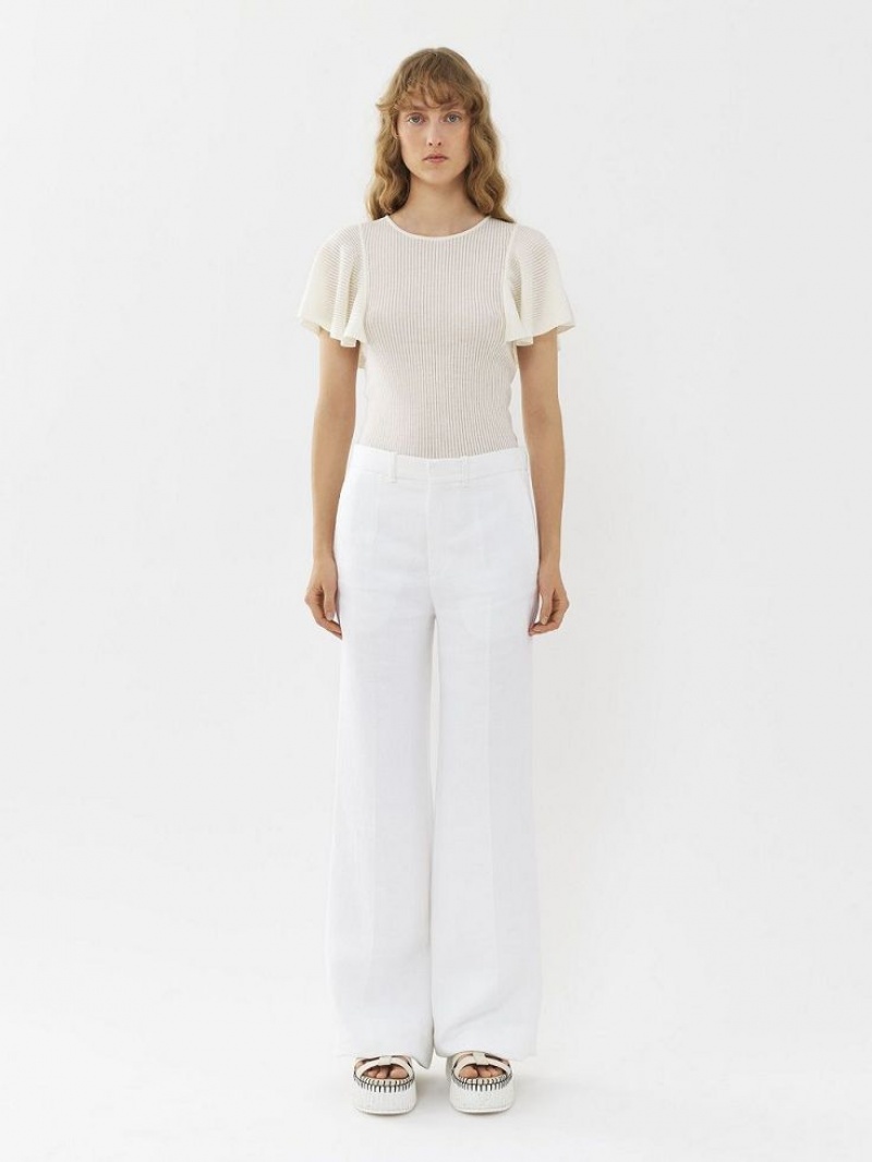 Pantalon Chloe Flared Blancas | CHE-SR13980