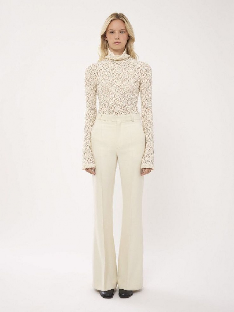 Pantalon Chloe High-waisted Flare Blancas | CHE-SR14016