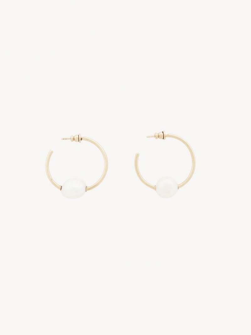 Pendientes Chloe Darcey Hoop Doradas Blancas | CHE-SR14441