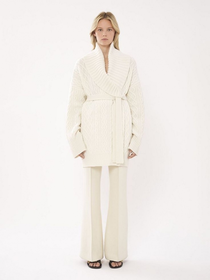 Prendas De Punto Chloe Belted Wrap Cardigan Blancas | CHE-SR13957