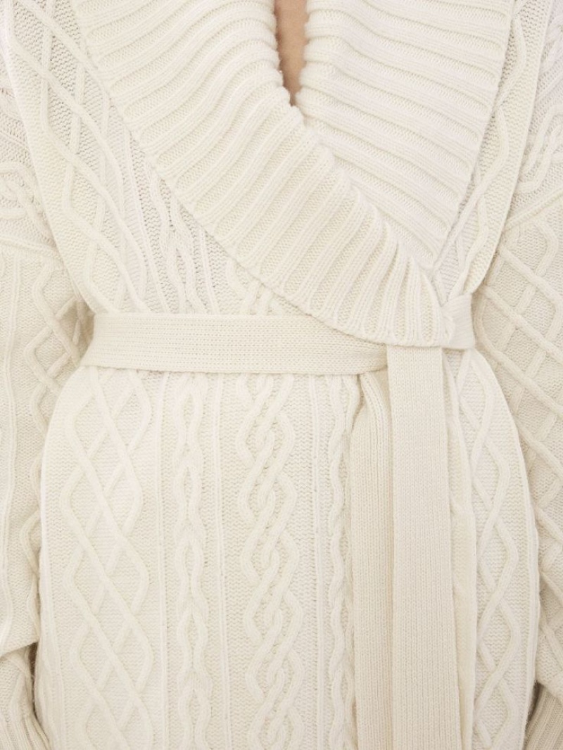 Prendas De Punto Chloe Belted Wrap Cardigan Blancas | CHE-SR13957