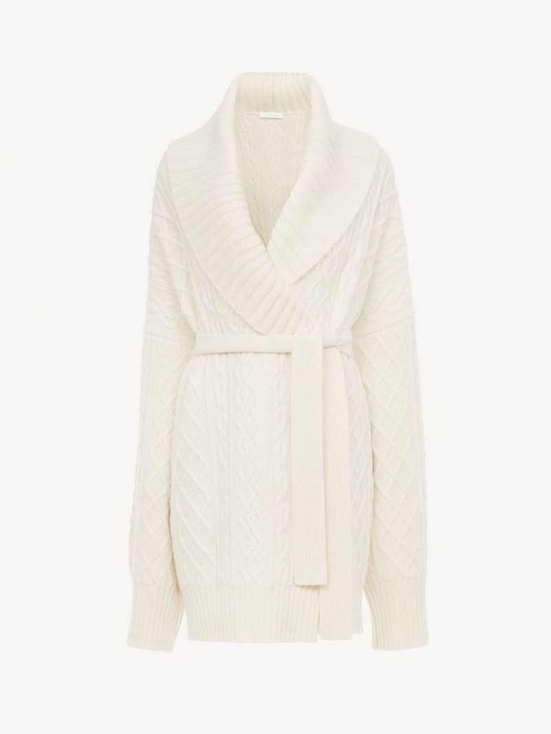 Prendas De Punto Chloe Belted Wrap Cardigan Blancas | CHE-SR13957