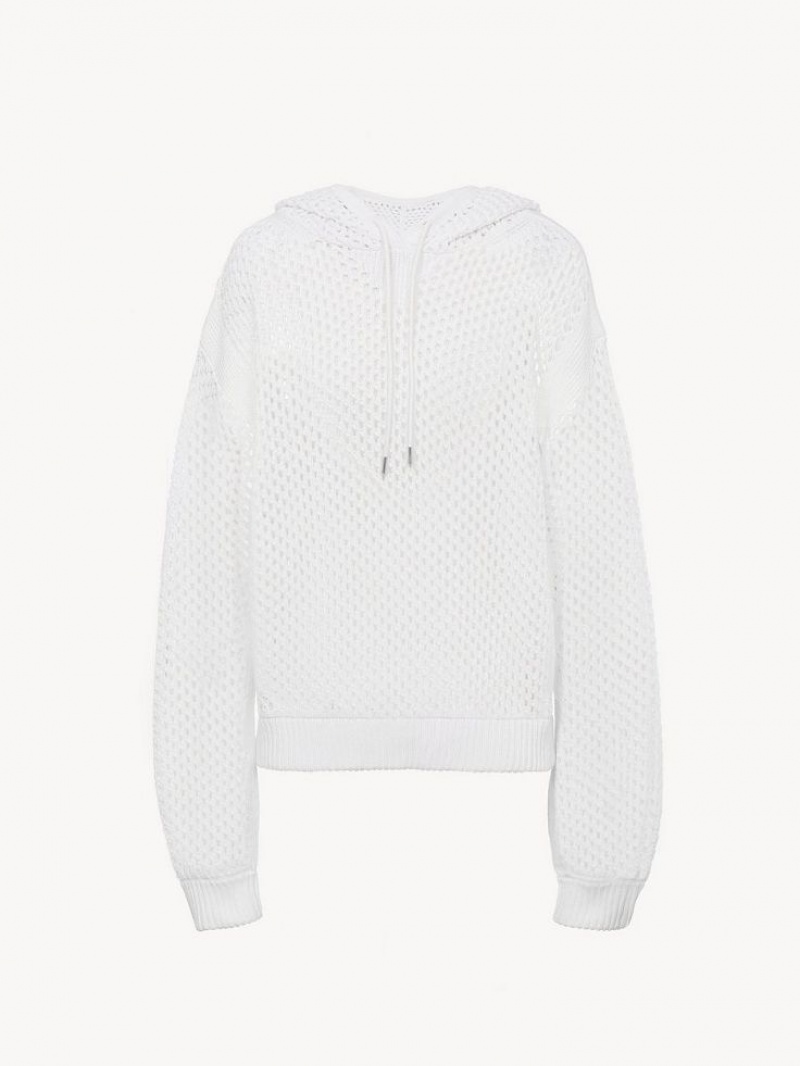 Prendas De Punto Chloe Crochet Hoodie Blancas | CHE-SR13935