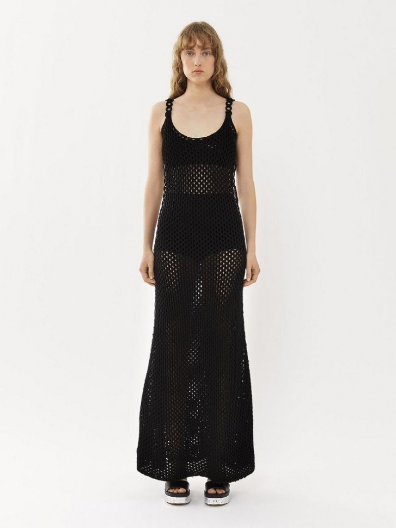 Prendas De Punto Chloe Crochet Tank Negras | CHE-SR13933